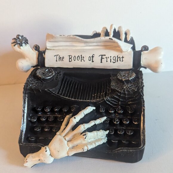 'Book of Fright' Wednesday Addams Haunted Skeleton Typewriter Halloween Gothic - Picture 1 of 15